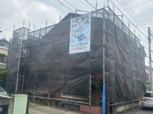 屋根塗装　足場